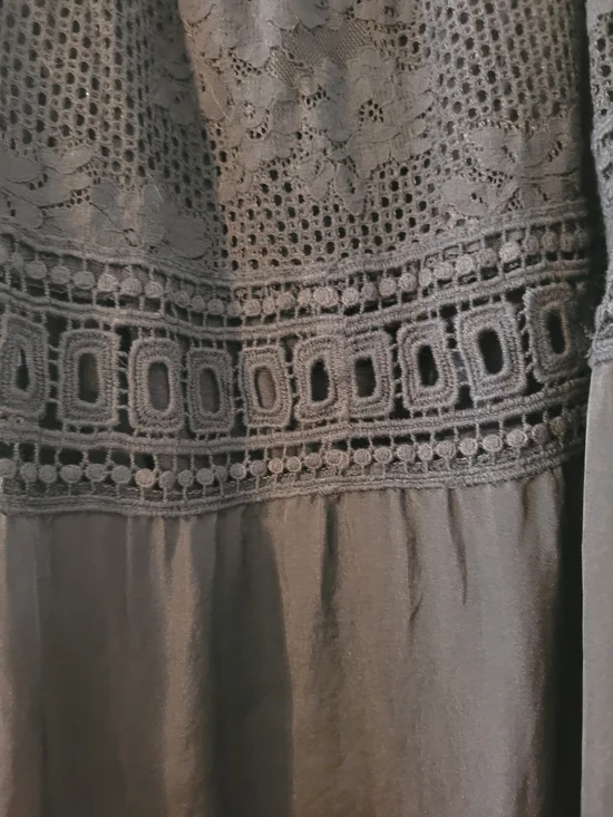 Black Crochet & Italian Silk Top - Picture 4 of 5